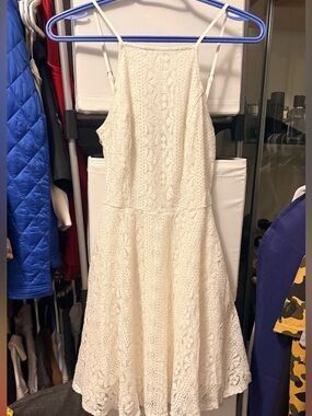 Hollister Cream Lace Mini  Halter Dress